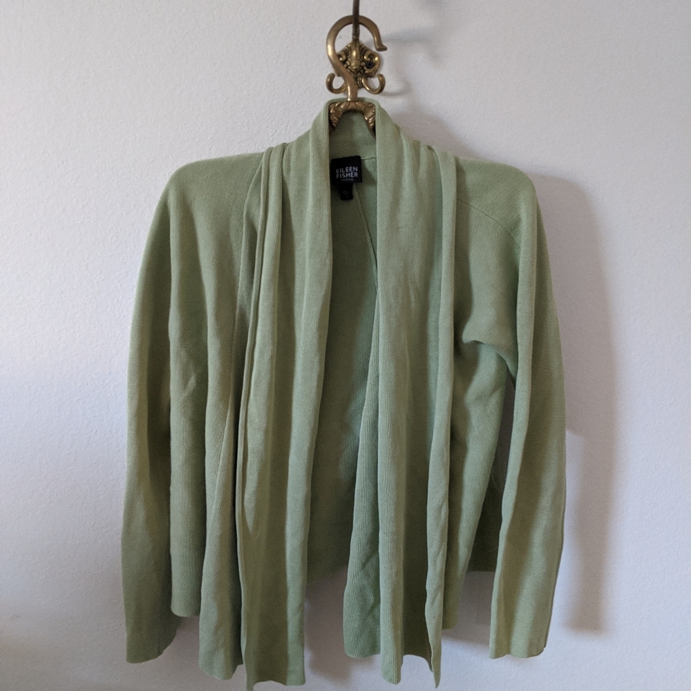 Eileen Fisher shawl collar cardigan, silk-cotton